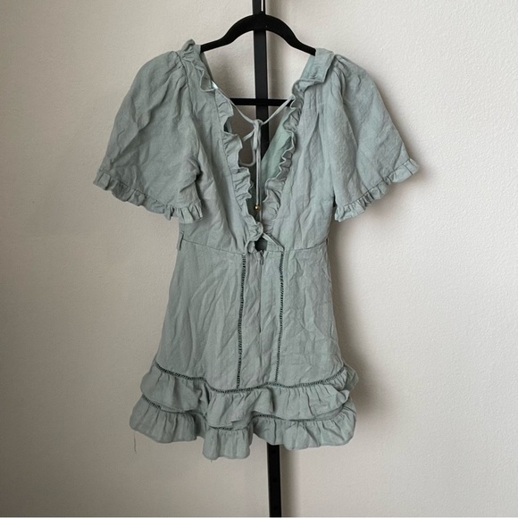 Saint + Secrets Green Ruffled Mini Dress Size Small - Picture 3 of 4